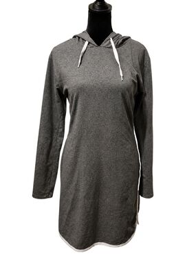 205 Collins Gray Hooded Sweatshirt Dress Long Sleeve L